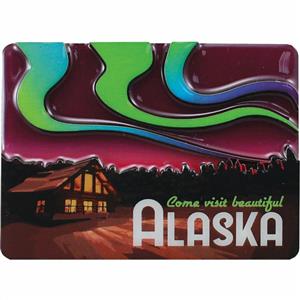Visit Alaska N.Lights Artwood Magnet