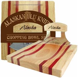 Wood Handle Ulu w/Large Chopping Bowl