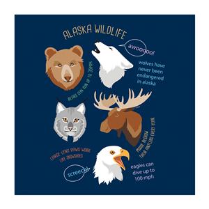 T-Shirt, Youth Alaska Wildlife- Navy (LG)