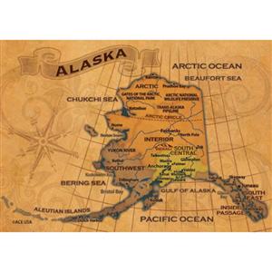 Historic Map Horizontal Alaska Post Card-50 Pack
