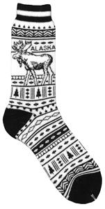 B&W Pattern Moose Towel Sock