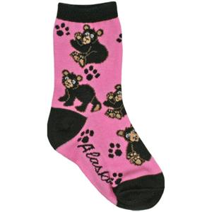 Black Bear Pink Toddler Sock