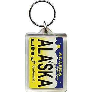 Alaska License Plate Rectangle Lucite Key Chain