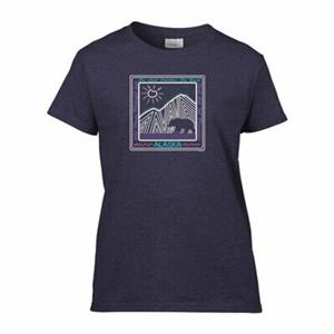 T-SHIRT, LADIES ALASKA FUNKY GEOMETRIC- PURPLE (LG)