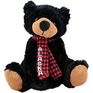 7" Plush Black Bear w/Checkered Scarf