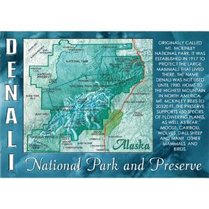 Denali Park Map Horizontal Post Card-50 Pack