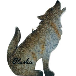 Speckle Wolf Flat Polystone Ornament