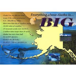 Everything in AK is Big Horizontal Alaska Post Card-50 Pack
