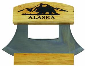 Alaska Rustic Bear Wood Handle Ulu