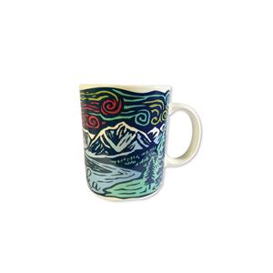 Mug, Linocut Northern Lights