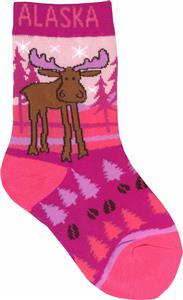 Pink Star Moose Toddler Sock