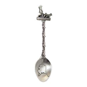 Dog Team Map Pewter Spoon