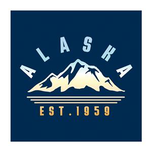 Long Sleeve, Adult Alaska 1959 Mountains- Navy (2X)