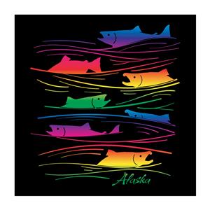 T-Shirt, Youth Salmon Lines- Black (MD)