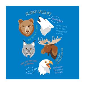 T-Shirt, Youth Alaska Wildlife- Royal Blue (LG)