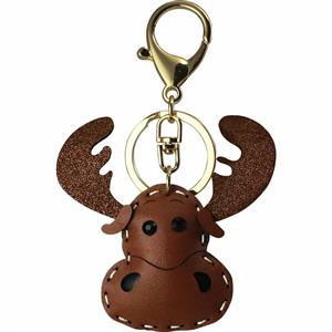 Faux Leather Cute Moose Key Chain
