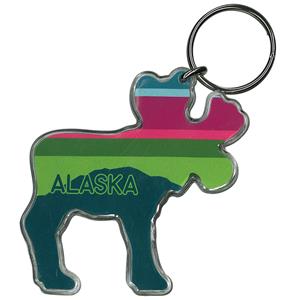 Striped Moose Lucite Key Chain