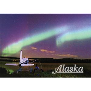 N. Lights Float Plane Horizontal Alaska Post Card-50 Pack