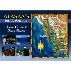 Inside Passage Map 4 Towns Horizontal Post Card-50 Pack