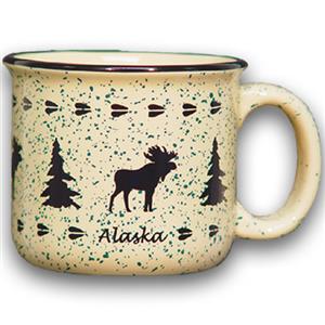 MUG, ALASKA SPECKLED MOOSE AND TREE