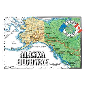Alaska Highway Map Horizontal Alaska Post Card-50 Pack