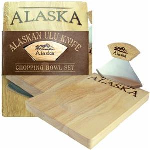 Wood Handle Ulu w/Small Chopping Bowl
