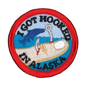 PATCH, EMBOSSED MERIT "I GOT HOOKED IN ALAKSA"