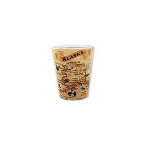 Shot Glass, Vintage Map
