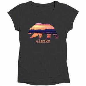 T-SHIRT, LADIES ALASKA BEAR SCENE- PHANTOM (SM)