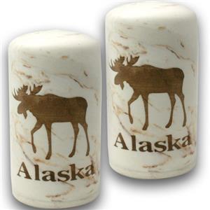 Faux Marble Alaska Moose Salt & Pepper Shakers