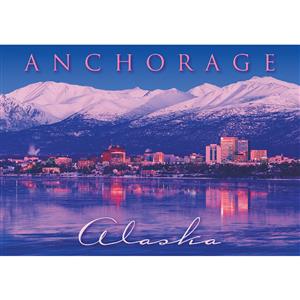 Anchorage Skyline Pink Horizontal Post Card-50 Pack